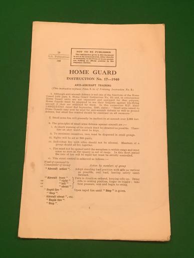 Home Guard Instruction No.17 - Anti-Aircraft Training.