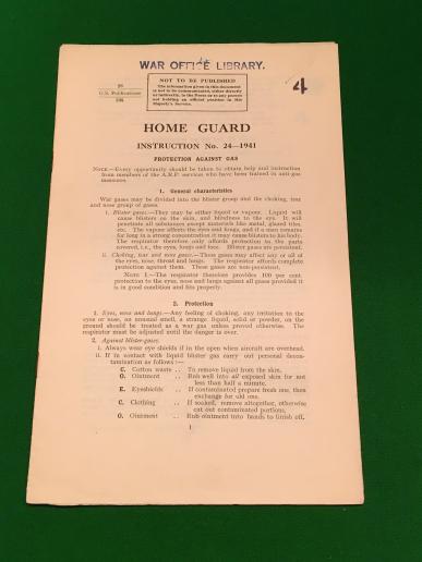 Home Guard Instruction - No.24 1941 - Protection Against Gas.