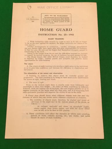 Home Guard Instruction - No.23 1941 - Night Training.