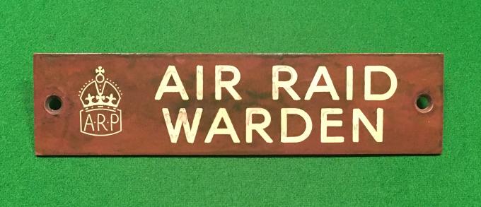 Bronze Air Raid Warden Sign.