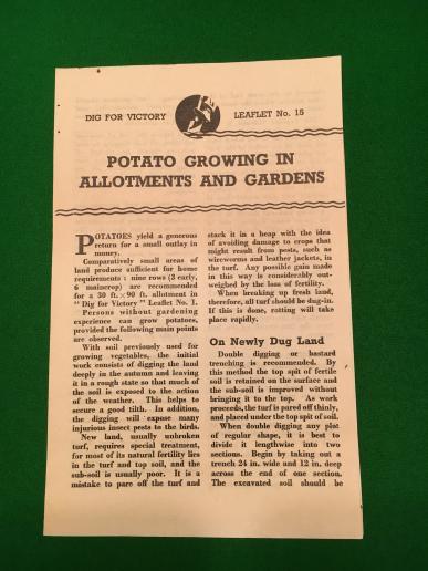 Dig for Victory Leaflet No.15 - Potato Growing in Allotments.