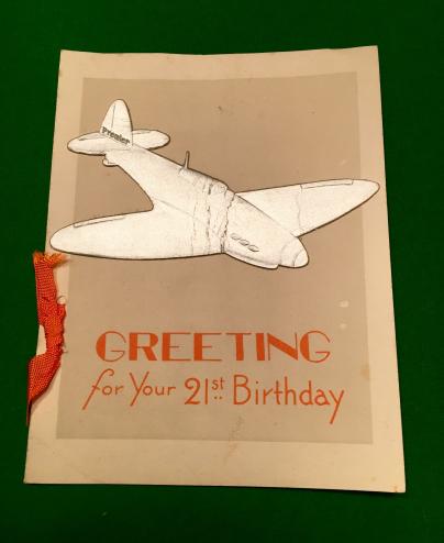 Wartime Birthday Card - Spitfire Motif.