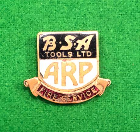 BSA Tools Ltd ARP Fire Service Lapel Badge.