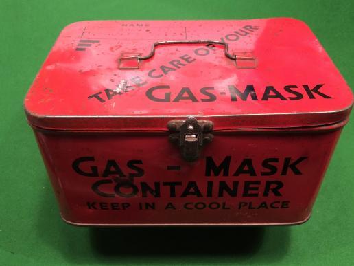 Biscuit tin Gas-mask case. 