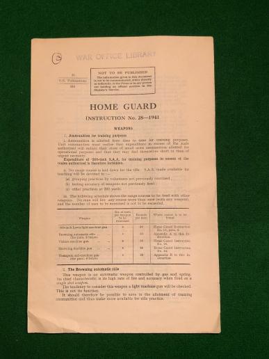 Home Guard Instruction - No.28 1941 - Weapons.