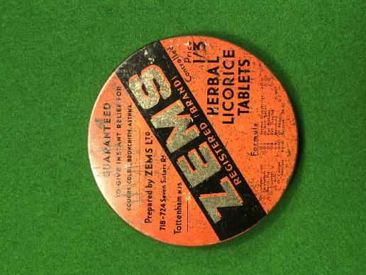 Wartime Tin - ' Zems ' Cough Sweets.