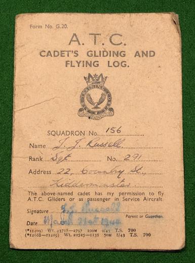 Wartime ATC Gliding & Flying Log.