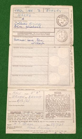 National Registration Card with Endorsement - Warden.