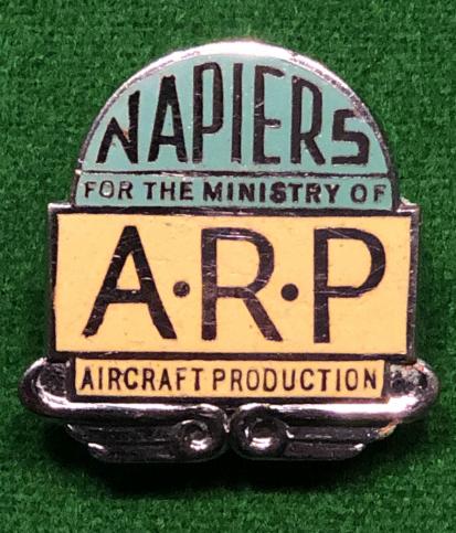 Napier for the Ministry of Aircraft Production A.R.P. Lapel Badge.