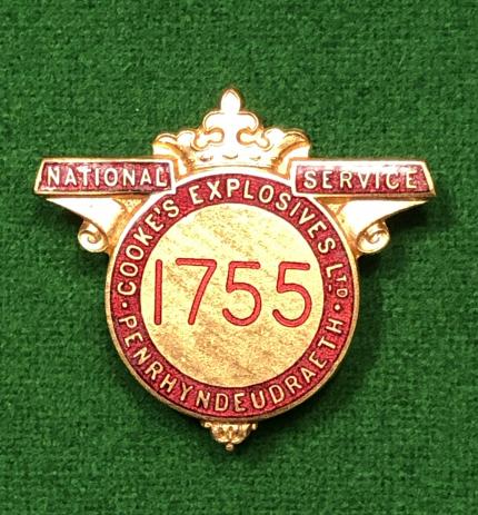 Cooke's Explosives Limited National Service Badge.