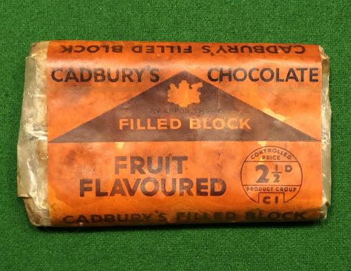 Wartime Cadbury's Fruit Favoured Filled Block Chocolate. 