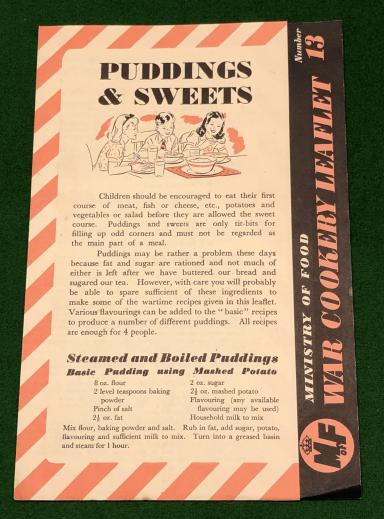 War Cookery Leaflet No.13 - Puddings & Sweets.