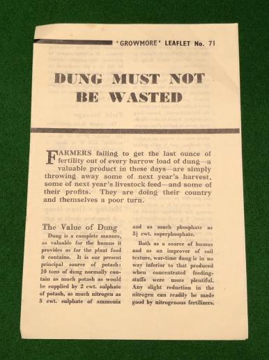 Growmore Leaflet - Dung Must Not Be Wasted 