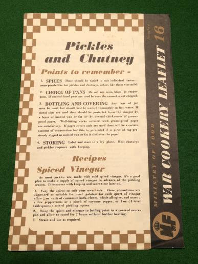 War Cookery Leaflet No.16 - Pickles and Chutney.