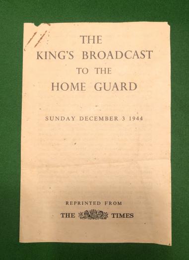 Kings's Broadcast to the Home Guard.