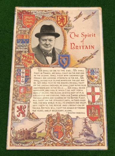 Patriotic Postcard - Churchill and the Spirit of Britain.