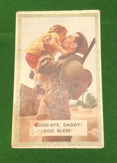 WW2 Sentimental Postcard - Good-Bye, Daddy !