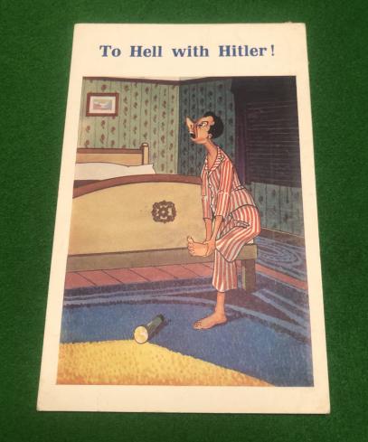 Comic Postcard - ' To Hell with Hitler ! '