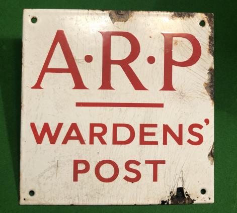 A.R.P. Wardens' Post Enamel Sign.