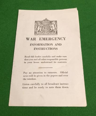 War Emergency Information and Instructions.