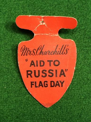 Mrs Churchills' Aid to Russia Flag Day emblem.