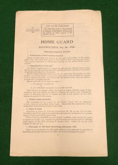 Home Guard Instruction - No.26 1941 - Miscellaneous Notes.