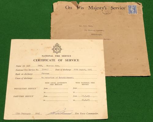 NFS Certificate of Service - No.30 Area.