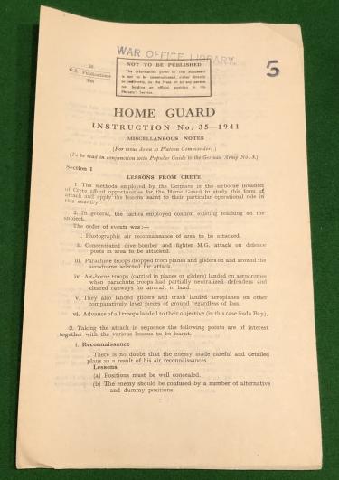 Home Guard Instruction - No.35 1941 - Miscellaneous Notes-Crete.