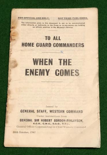 Home Guard Leaflet ' When the Enemy Comes '.