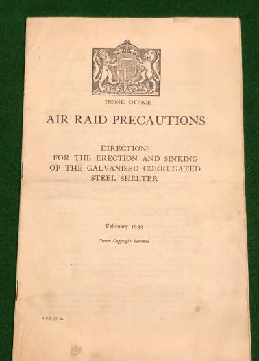 ARP instructions for the erection of the Anderson Shelter.