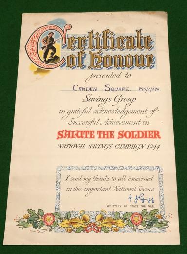 Salute the Soldier Certificate of Honour.