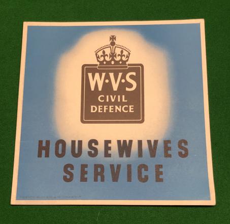 WVS Housewives Service window card.