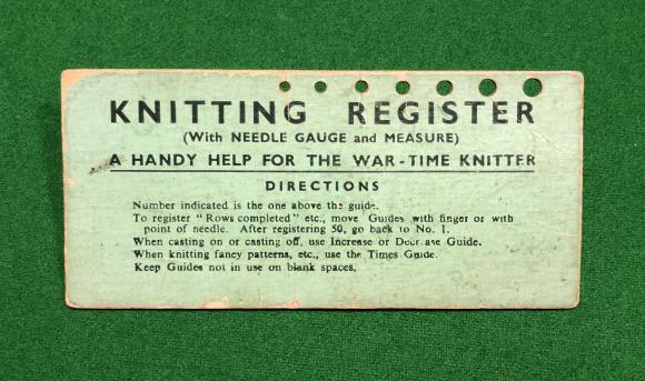 Wartime Knitting register.