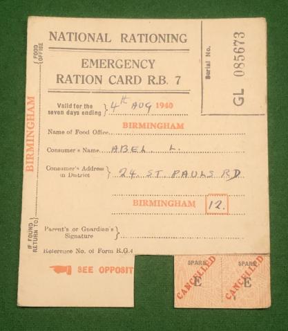 Emergency Ration Card R.B.7