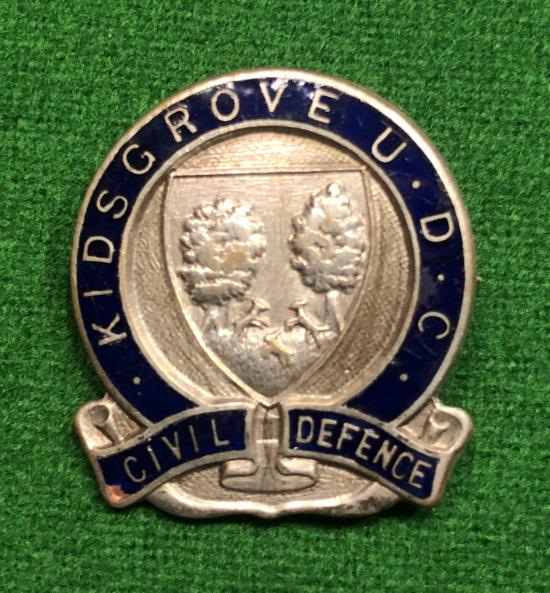 Kidsgrove U.D.C. Civil Defence Lapel Badge.