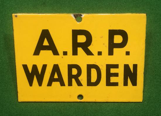 Enamel A.R.P. Warden Sign.