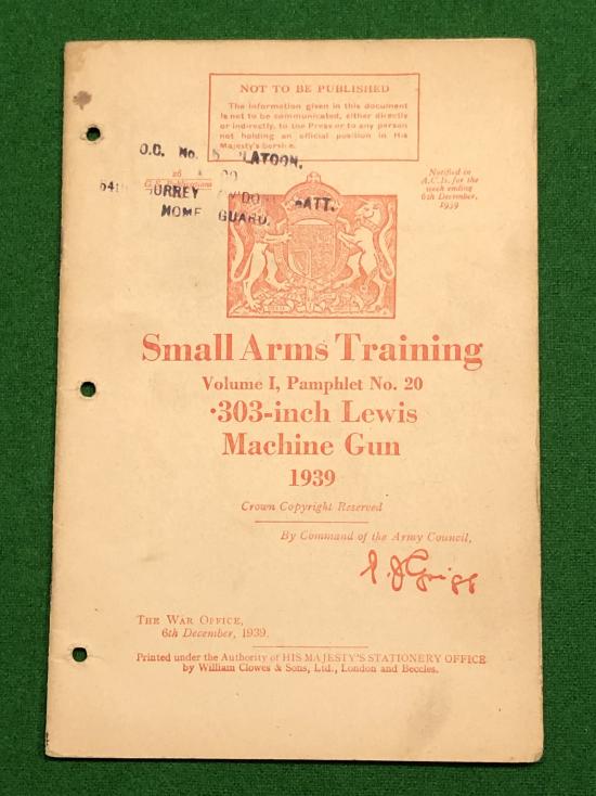 S.A.T. Lewis Gun Manual - Wimbledon Home Guard.