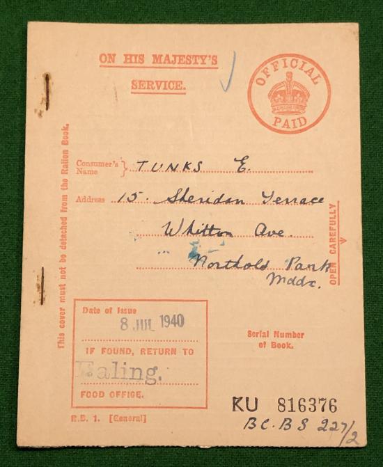 1940 Ration Book R.B.1.