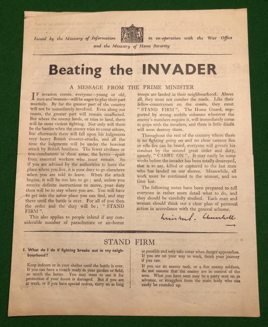 Beating the Invader Leaflet.