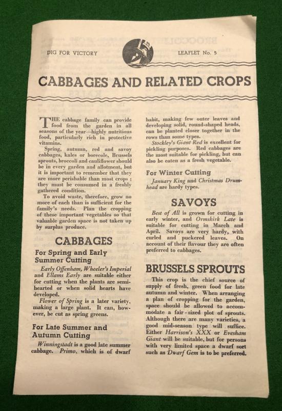 Dig for Victory Leaflet No.5 Cabbages.