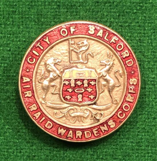 City of Salford Air Raid Wardens lapel badge - variation.