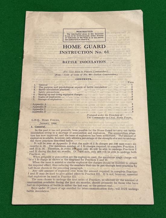 Home Guard Instruction No.61 - Battle Inoculation.