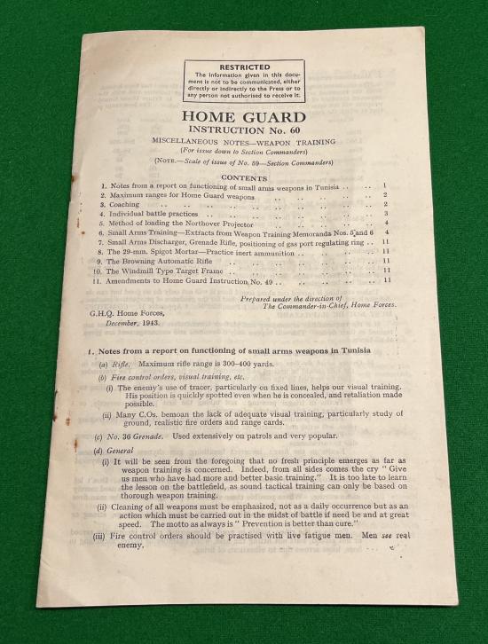 Home Guard Instruction No.60 - Weapon Training.