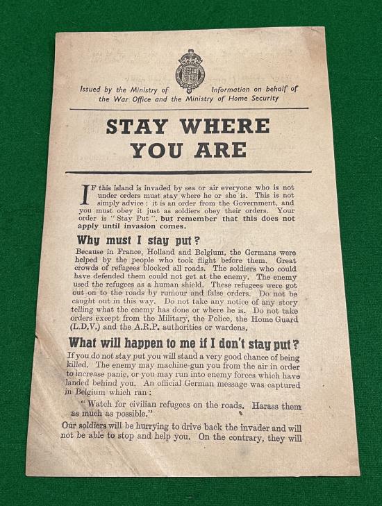 ' Stay Where You Are ' Leaflet.