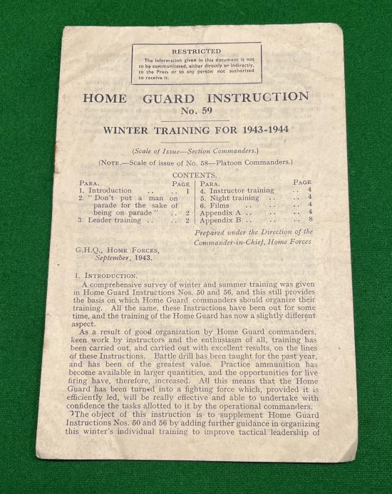 Home Guard Instruction No.59 - Winter Training.