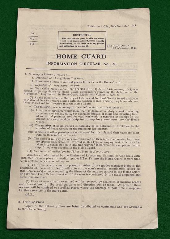 Home Guard Info. Circular No.38.