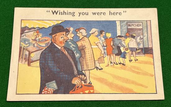 Comic Postcard - Rationing/Queuing.