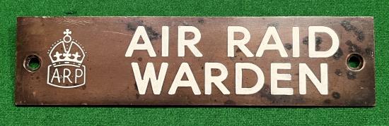 Air Raid Warden Bronze Door Sign.