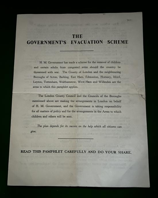 County of London Evacuation Scheme Leaflet.