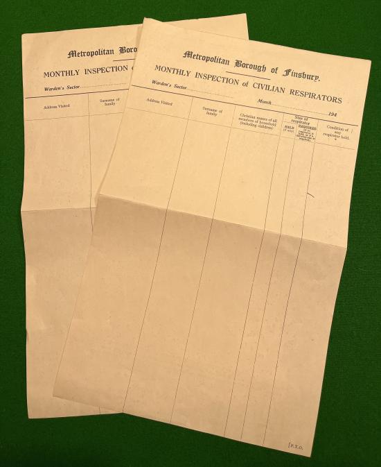 Finsbury Respirator Inspection Forms.